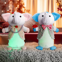Cadeau de la Saint-Valentin, peluche éléphant, ornements créatifs, 30 cm, fibre de polyester, rose, bleu, lumineux, poupée décorative