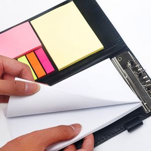 Custom Office Sticky Notes Memo Pad PU Leather Cover Notebook with Pen Promotion Gift Business Folder Sticky Note with Clip - Product Image 3