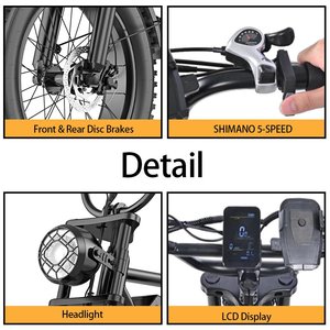 Vélo électrique tout-terrain à suspension intégrale de 20 pouces pour adultes, style vintage, livraison directe depuis les entrepôts UE et États-Unis - Product Image 2