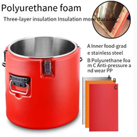 Conteneur isotherme commercial en acier inoxydable pour le transport alimentaire – Baril thermique pour livraison de repas chauds et froids – Ensemble 20L/40L/66L