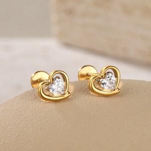 Lingchee titanio cartilagine orecchino a cuore orecchino da donna colore <span class=keywords><strong>argento</strong></span> trago elica Piercing - Product Image 2