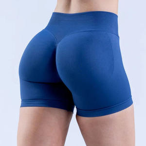 Pantaloni da Yoga Fitness ad asciugatura rapida senza cuciture con chiusura in vita elastica per sollevamento dell'anca pantaloncini sportivi a tre punti in solido Spandex/Nylon - Product Image 1