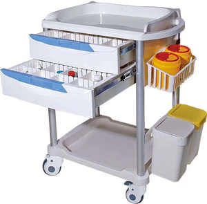 รถเข็นยาระงับความรู้สึกแบบมีลิ้นชักทำจากพลาสติก ABS ใช้ในโรงพยาบาลรถเข็นรักษาฉุกเฉิน - Product Image 3