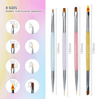 Ensemble de pinceaux professionnels 2-en-1 à double embout pour nail art, poils en nylon de qualité supérieure, pour la peinture au gel UV et le traçage des ongles, idéal pour la manucure en salon
