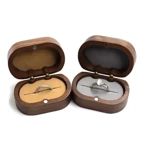 Wholesale custom walnut jewelry box Vintage wooden earrings ring box jewelry storage box