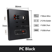 20W-Typ C USB-Buchse Multifunktion ales Power Wall Panel mit einziehbarem Ladekabel AC-Steckdose 16A Nennstrom-Steckdosen leiste