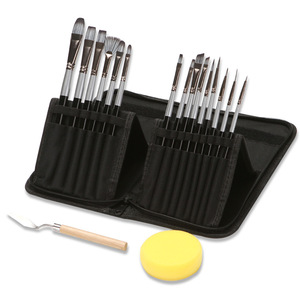 Bveiw Art – Lot de 15 pinceaux en nylon avec étui de transport, pour aquarelle, acrylique et <span class=keywords><strong>peinture</strong></span> à l'<span class=keywords><strong>huile</strong></span>, pinceaux éventail pour artistes - Product Image 1