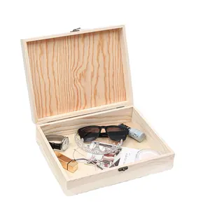 Beliebte Custom Pine Holzkiste mit Deckel Große fertige billige Geschenk box aus Holz zum Verpacken