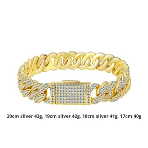 Hip-Hop 10mm doble fila Moissanite S925 pulsera de plata esterlina burbuja personalizada cadena cubana de moda - Product Image 5