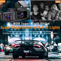 Caméra de voiture avec enregistrement vidéo, 3 objectifs, contrôle WIFI, HD 1080P, vision nocturne, capteur G, écran IPS 3 pouces, interconnexion avec téléphone mobile