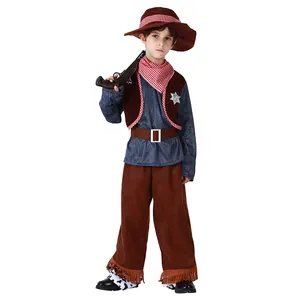 顽皮男孩牛仔服装奢华套装儿童万圣节派对装扮角色扮演牛仔服装DX-B006005