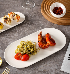 Assiettes à sushi longues en porcelaine écologiques de style INS tendance, plats ronds créatifs pour restaurants, hôtels et mariages - Product Image 3