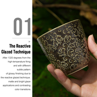 Fabrication de céramique Tasse en porcelaine unique émaillée noire créative de haute qualité Tasses de café avec soucoupe