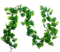 Plante verte artificielle, feuille de monstera, fausse vigne suspendue, décoration pour jardin, bonsaï, véranda, terrasse, jungle, Hawaï