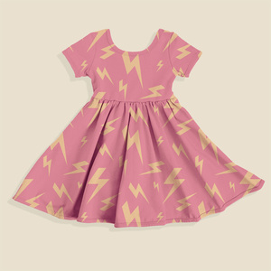 Abito da Festa per Bambine Ruidian con Stampa Personalizzata, Vestito Principessa a Maniche Corte con Motivo a Spirale per Eventi Autunnali ed Estivi - Product Image 4