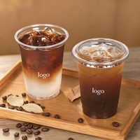 Gobelets en plastique PET transparents imprimés avec logo personnalisé, gobelets durables pour boissons quotidiennes, café, thé boba, smoothies