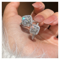 Vente en gros de bagues de fiançailles et de mariage assorties pour couple, en argent pur, avec moissanite de 2 carats, couleur D, certifiée GRA, bijoux de mariée