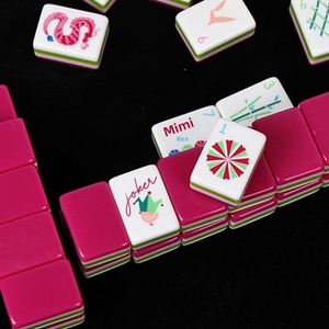 Rose Red American Hand Mahjong Casual Entertainment Tards Four-layer Color-<b>matching</b> Acrylic Home Dormitory Portable Hemp Custom - Product Image 4