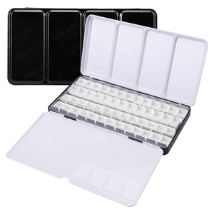 Paleta de <span class=keywords><strong>Acuarelas</strong></span> Metálica SINAORT, Paleta de Viaje Mediana, <span class=keywords><strong>Caja</strong></span> de Metal Vacía Negra, <span class=keywords><strong>Caja</strong></span> de Estaño para Paleta de 12/24/48 Colores - Product Image 1