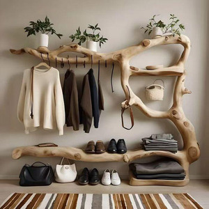AJJ-M15 Appendiabiti <span class=keywords><strong>in</strong></span> <span class=keywords><strong>Legno</strong></span> Stile Wabi-sabi per Camera <span class=keywords><strong>da</strong></span> Letto, Arredamento Casa - Product Image 1