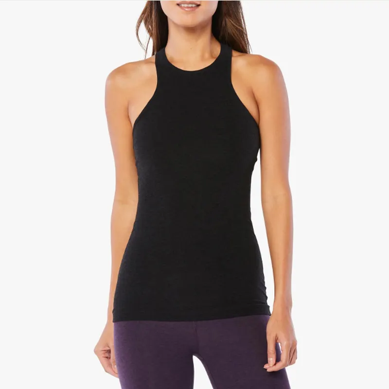 High Quality OEM Workout Sleeveless Cross Back Design High Front Neckline Top For Women