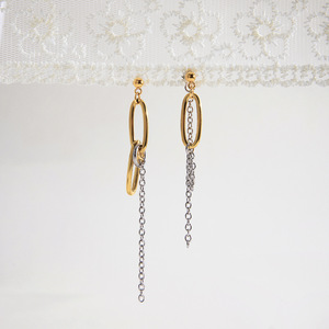 Pendientes Modernos con Borlas Geométricas, Color Oro 18K y Plata, Cadena de Acero Inoxidable, Estilo Lámpara de Araña - Product Image 3