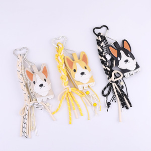 Original Ins estilo lindo y divertido multicolor Corgi mascota llavero en forma de corazón Miu serie coche bolsa colgante - Product Image 2