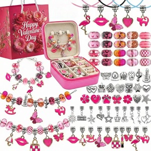 Bracelet perlé à faire soi-même pour enfants, bijoux faits à la main, cadeau d'anniversaire, cadeau de vacances, accessoires perlés pour la Saint-Valentin - Product Image 1