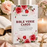 Cartes de versets bibliques personnalisées en marque blanche pour usine professionnelle, cartes inspirantes sur l'acrylique avec motifs floraux et textes bibliques, fabrication OEM