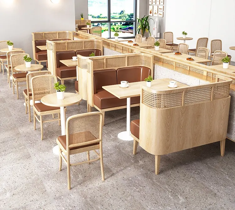 Leichte Luxus-Geschäftsmöbel Esstisch Restaurant Cafeteria Tisch und Stuhl Esszimmer-Sets Massivholz Restaurant Sofa-Stall