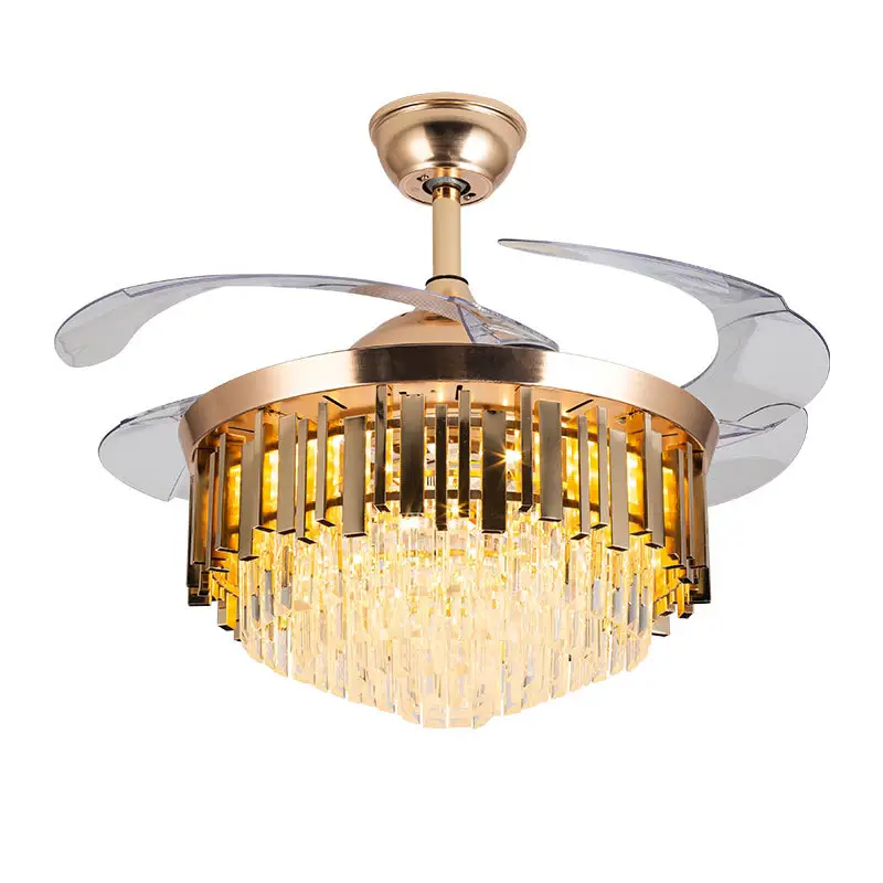 Style postmoderne De Luxe K9 Lustre Salon Salle À Manger Bar Chambre Étude Suspension Grand Cristal Led Ventilateur De Plafond Avec Lumière