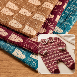 Tela de Crepé de Algodón Texturizado con Efecto Arrugado de Burbujas, <span class=keywords><strong>Estampado</strong></span> de Formas Orgánicas Abstractas para Decoración del Hogar, Venta al <span class=keywords><strong>Por</strong></span> Mayor - Product Image 2