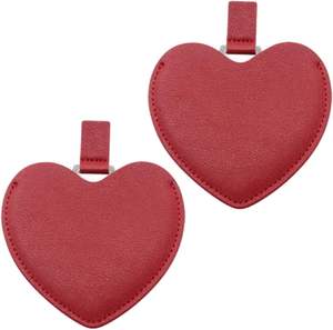 Espejo de Maquillaje Portátil en Forma de Corazón, Mini Espejo Cosmético de Bolsillo, Espejos de Mano de Cuero PU - Product Image 1
