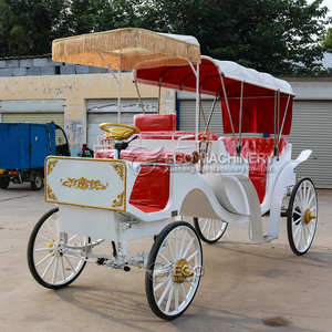 รถม้าโบราณสำหรับงานแต่งงาน รถชมวิวไฟฟ้าแบบไม่มีม้า รถม้าชมวิวสีขาว - Product Image 4