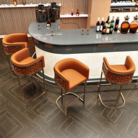 Tabouret de bar en métal de style nordique, design moderne et minimaliste, dossier, non pliable, tabouret haut pour usage domestique et commercial, chaise de bar