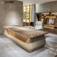 Meubles de bureau modulaires en bois de conception luxueuse, table de direction haut de gamme en forme de L, bureau de direction de haute qualité