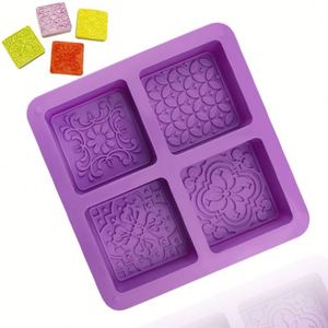 Moule en silicone écologique à 4 cavités, motifs traditionnels chinois variés, fait main, réutilisable, pour résine, savon, bonbons, OEM/ODM - Product Image 1