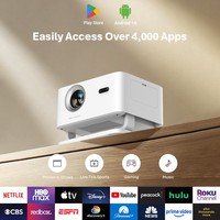 Correcteur de keystone automatique, support gimbal intégré, 1 Go + 8 Go, Android, Wi-Fi double bande 5G, haut-parleur intégré, écran jusqu'à 200 pouces