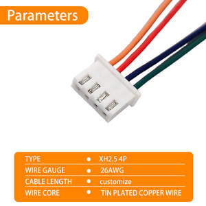 맞춤형 JST XH 4핀 커넥터 플러그 터미널 2.5mm 26AWG 케이블 하네스 포함 - Product Image 3