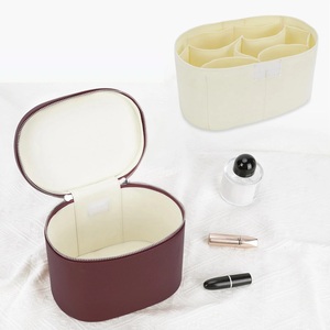 Wholesale PU Leather <b>Makeup</b> <b>Organizer</b> Women Skin Care Beauty Handle Storage <b>Case</b> Cosmetic <b>Cases</b> With Removable Dividers TG-GBA-4 - Product Image 1