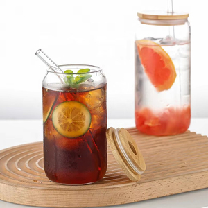 Özel Logo Tasarımlı İçecek, Meyve Suyu ve Bira Bardağı, Bambu Kapaklı ve Cam Pipetli Kola Bardağı - Product Image 3