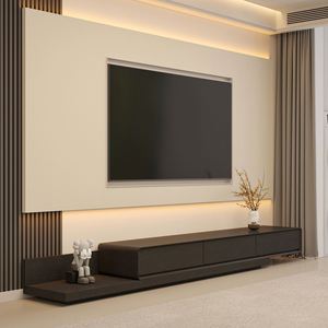 Santopova Modern Floating <b>TV</b> <b>Stand</b> Set with LED Backlit <b>Wall</b> Panel & Minimalist Living Room Storage - Product Image 1