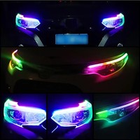 2 pièces Bande lumineuse LED RGB 30/45/60cm avec clignotants dynamiques jaunes et télécommande, modèle de feux de conduite LED