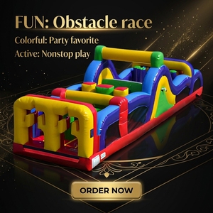 <span class=keywords><strong>Castillo</strong></span> Inflable con Tobogán de Doble Carril y Obstáculos - Comercial, de PVC de 0.55mm, para Carnavales Escolares - Product Image 1