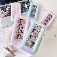 Dompet Kartu Kredit PVC Empat Sekat Motif Pita Sederhana, Aksesoris Idol, Tas Plastik Promosi untuk Wanita