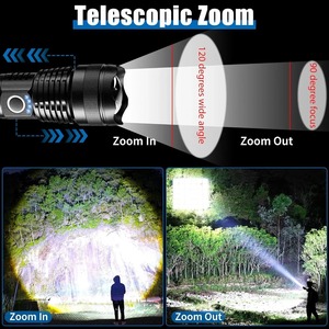 Linterna de aluminio P50 con zoom telescópico, resistente al agua, de largo alcance, con carga USB 26650/18650, para pesca nocturna al aire libre - Product Image 4