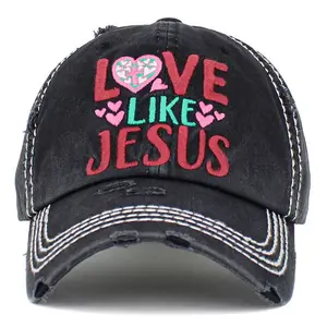 可调节男女通用运动帽时尚复古爸爸帽子仿旧水洗爱像耶稣棒球帽