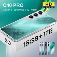 Teléfono Inteligente C40 Pro a Precio de Fábrica, Teléfono Celular Original Desbloqueado con Cámara de Red, Pantalla de 6.8 Pulgadas, Doble SIM, 16+1TB