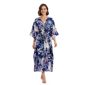 Animal Printed Indian Handmade Short Cotton <b>Kaftan</b> Women Partywear <b>Summer</b> Hippie Style Knee-Length V-neck Sleeveless Dress - Product Image 1