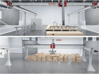 Robot mobile robuste emballage palettisation travail grande surface haute précision 800N 12500N Gudel 3 axes portique axe linéaire Chine